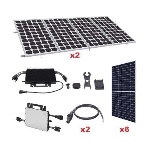 [HOYMILES_KIT-HMS-3K-550SP] HOYMILES Kit Solar para Interconexión de 3.3 KW de Potencia Pico 220Vcc con Microinversor y 6 Módulos de 550 W (Incluye Montaje)
