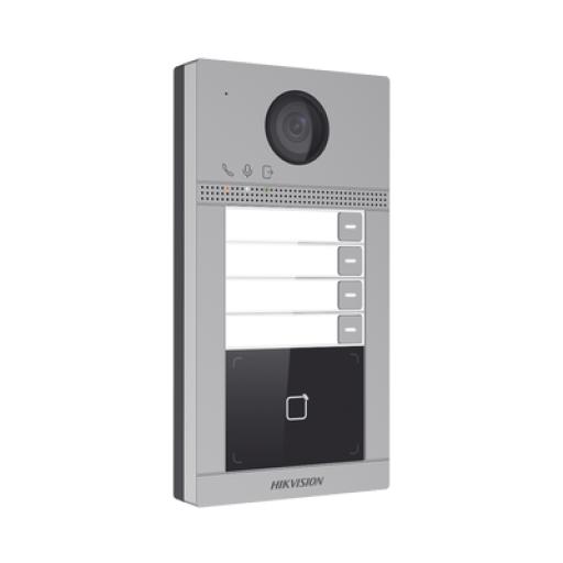 [HIKVISIONDIGITALTECHNOLOGY_DS-KV8413-WME1(C)] Hikvision Digital Technology Videoportero IP 2 Megapixel / Llamada y Apertura Remota desde App Hik-Connect / PoE / Exterior IP65 + Antivandalico IK08 / 4 Departamento / Apertura con Tarjeta / Soporta 2 Puertas y hasta 6 Monitores