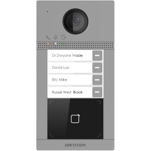 [HIKVISIONDIGITALTECHNOLOGY_DS-KV8413-WME1(C)] Hikvision Digital Technology Videoportero IP 2 Megapixel / Llamada y Apertura Remota desde App Hik-Connect / PoE / Exterior IP65 + Antivandalico IK08 / 4 Departamento / Apertura con Tarjeta / Soporta 2 Puertas y hasta 6 Monitores