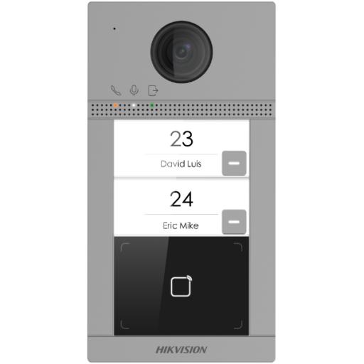 [HIKVISIONDIGITALTECHNOLOGY_DS-KV8213-WME1(C)] Hikvision Digital Technology Videoportero IP 2 Megapixel / Llamada y Apertura Remota desde App Hik-Connect / PoE / Exterior IP65 + Antivandalico IK08 / 2 Departamentos / Apertura con Tarjeta / Soporta 2 Puertas y hasta 6 Monitores
