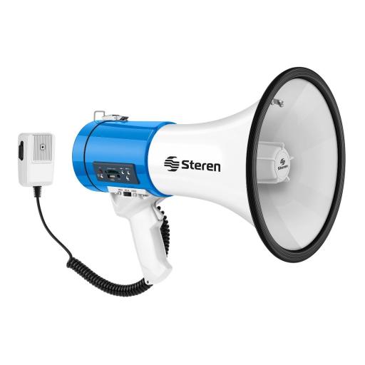 [STEREN_MG-260] Steren Megáfono Steren de 25W con Reproductor MP3 AUX 3.5mm Micrófono Tipo Patrullero