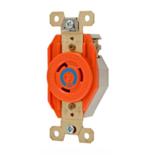 [HUBBELL_HUB-IG23-20] Hubbell Receptáculo Sencillo de Media Vuelta/ 20 A 250 V CA / 2 Polos 3 Hilos / Nema L6-20R.