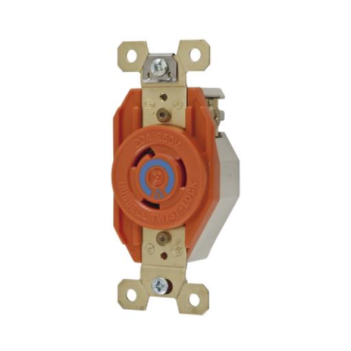 [HUBBELL_HUB-IG23-20] Hubbell Receptáculo Sencillo de Media Vuelta/ 20 A 250 V CA / 2 Polos 3 Hilos / Nema L6-20R.