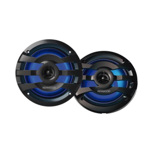 [JVCKENWOOD_KFC1673MRBL] JVC  KENWOOD Par de altavoces fabricados en grado marinos en rejilla color negro de 6.5" con iluminación led,  potencia máxima de 260 W