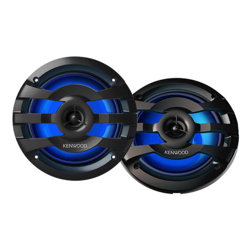 [JVCKENWOOD_KFC1673MRBL] JVC  KENWOOD Par de altavoces fabricados en grado marinos en rejilla color negro de 6.5" con iluminación led,  potencia máxima de 260 W