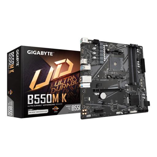 [GIGABYTE_B550M K] Tarjeta Madre Gigabyte Micro ATX B550M K (rev. 1.0), S-AM4, AMD B550