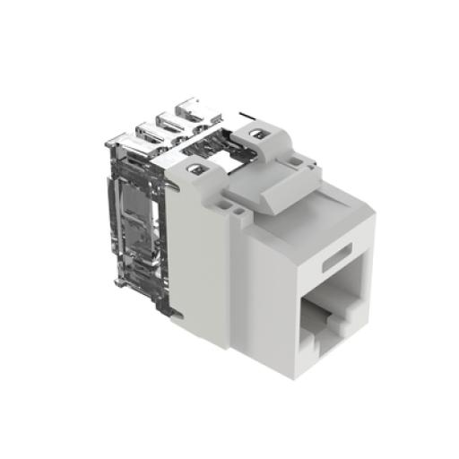 [PANDUIT_NK6X88MWH] Panduit Conector Jack Estilo 110 (de Impacto), Tipo Keystone, Categoría 6A, de 8 posiciones y 8 cables, Color Blanco