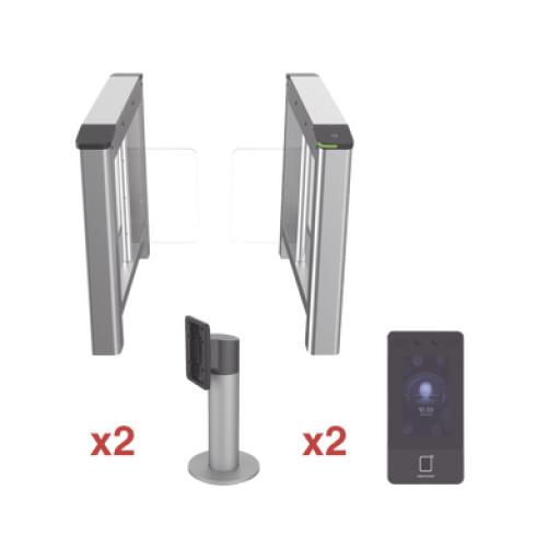 [HIKVISIONDIGITALTECHNOLOGY_DS-K3B220-KIT] Hikvision Digital Technology Kit de Torniquete con Terminales Faciales incluidas / Montajes Incluidos /  Izquierdo y Derecho / Carril de 90 cms / 3,000,000 MCBF / 4 Pares de IR