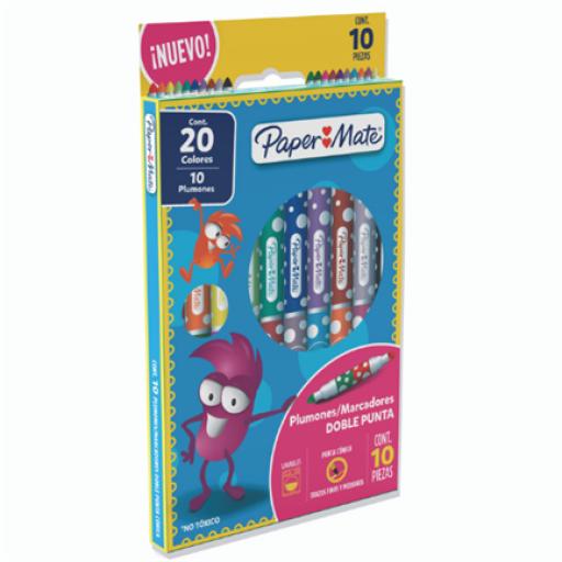 [PAPERMATTE_2136339] PAPERMATTE  Plumones Papermate Doble Punta Colores Surtidos C/10x20