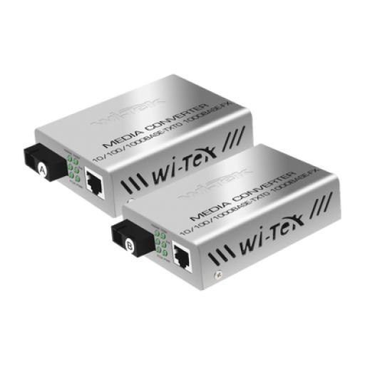 [WI-TEK_WIMC101G] WI-TEK Convertidor de medios / Hasta 25 Km / 1 puerto SC 1000Mbps / 1 puerto RJ45 1000Mbps / WL: Tx 1310nm - Rx 1550nm / incluye 2 piezas A y B