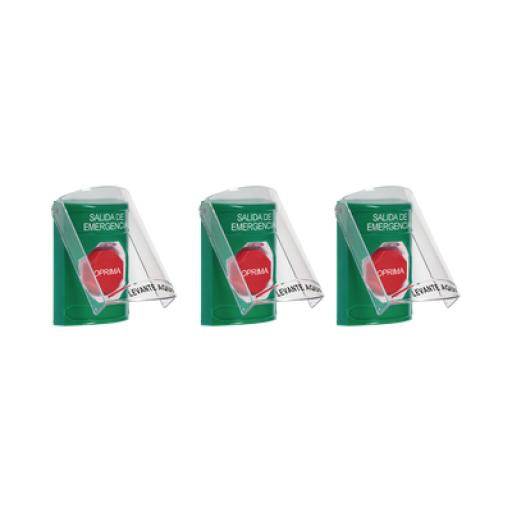 [STI_CP-SS13-ES] STI Paquete de 3 Botones con 3 Diferentes Métodos de Activación y 3 Mensajes Diferentes, Color Verde