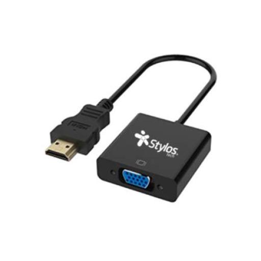 [XZEAL_STACHV1B] XZEAL Convertidor Stylos Tech HDMI/VGA Cable Auxiliar 3.5mm Color Negro