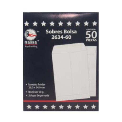 [NASSA_IA0298] NASSA  Sobre Bolsa Nassa Bond Blanco 2634 Folder 26cm x 34cm Empaque 8-50/400
