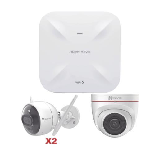 [EZVIZ_RGRAP6260(G)/C3X/C4W] EZVIZ Kit de Cámaras Wi-Fi EZVIZ con Access Point Ruijie / Incluye 2 Piezas C3X / 1 Pieza C4W / 1 Access Poin RG-RAP6260(G)