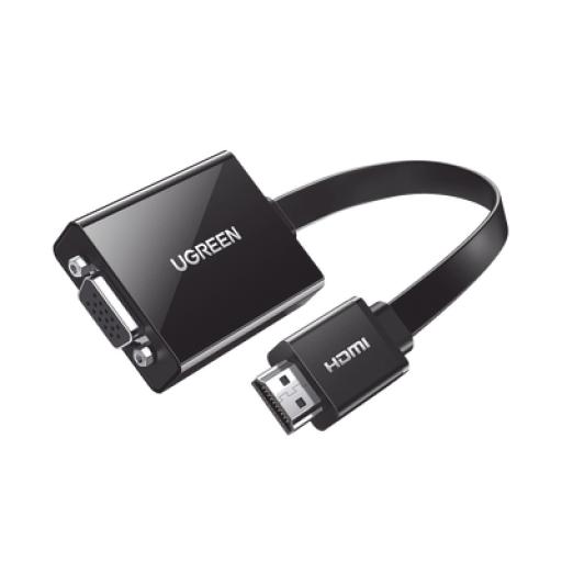 [UGREEN_40248] Ugreen Adaptador HDMI a VGA / Resolución 1080P / Audio 3.5mm / Con Puerto Micro USB para Alimentación / Plug &  Play / No Requiere Controlador / ABS / Flexible y Duradero 