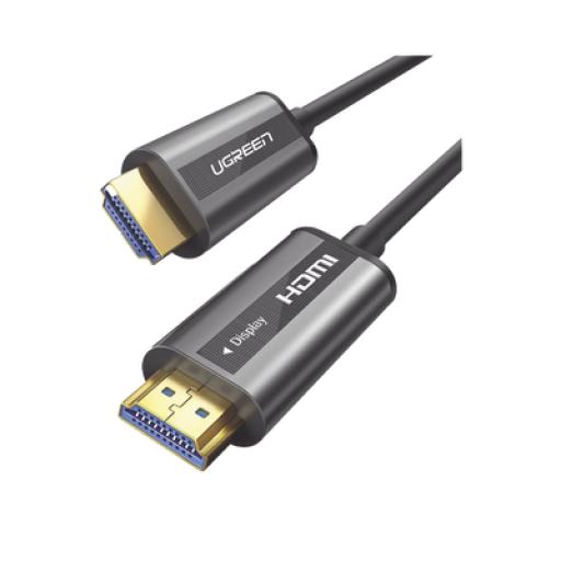 [UGREEN_50219] Ugreen Cable HDMI de 50 Metros por Fibra Óptica 4K@60Hz / Fibra de 4 núcleos + Cobre estañado de 7 núcleos / Compatible con HDMI 2.0 / Alta velocidad 18 Gbps / 3D / HDR / Caja de Aleacion Zinc / Premium