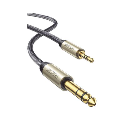 [UGREEN_10625] Ugreen Cable Audio Estéreo 3.5mm (1/8") TRS a 6.35mm (1/4") TS / 1 Metro / Audio de Hi-Fi / Trenza de Nylon / Blindaje Múltiple / Caja de Aleación Zinc / Núcleo de Cobre Puro / Compatibilidad Universal