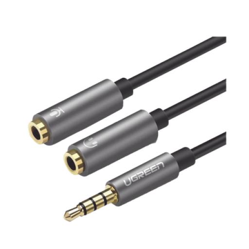 [UGREEN_30619] Ugreen Cable Divisor en Y / De 3.5 mm Macho a Dos Salidas de 3.5 mm Hembra / CTIA, TRS / Núcleo de Cobre / TPE /  Longitud 20 cm / Ideal para Separar el Micrófono de los Auriculares
