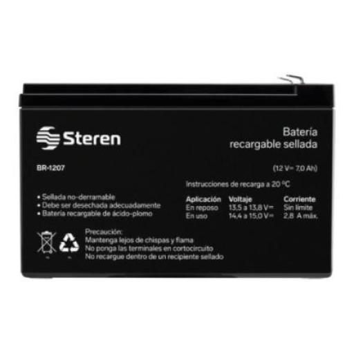 [STEREN_BR-1207] Steren Batería Steren Sellada Ácido-Plomo 12 Vcc 7 Ah Color Negro