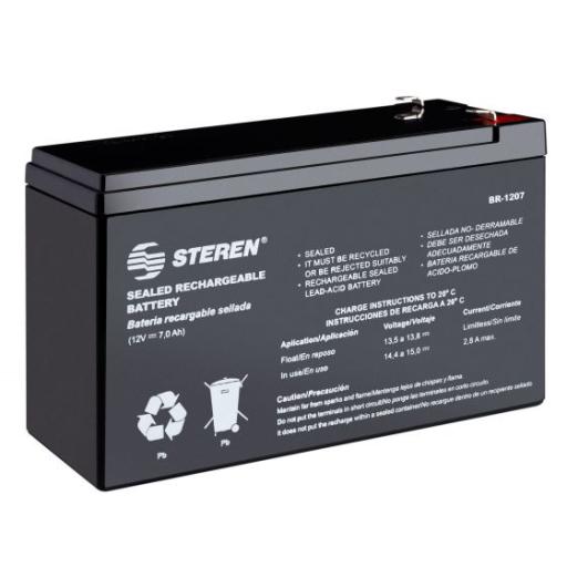 [STEREN_BR-1207] Steren Batería Steren Sellada Ácido-Plomo 12 Vcc 7 Ah Color Negro