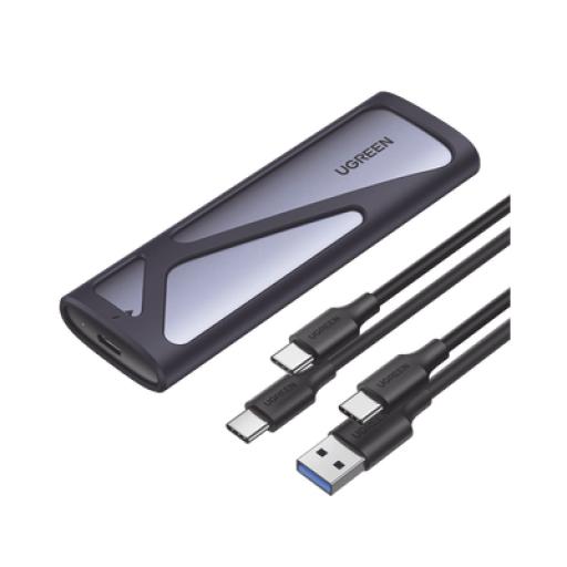 [UGREEN_90264] Ugreen Carcasa Disco Duro NVME M.2 (Enclosure) / Hasta 2TB / USB3.1 a 10 Gbps / SATA SSD PCIE 3.0  / Soporta M Key y B Key / Compatible con SSD M.2 NVME 2230/2242/2260/2280 / UASP / S.M.A.R.T. / TRIM / ESD Incorporado / Caja de Aluminio 