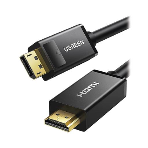 [UGREEN_10239] Ugreen Cable DP Macho a HDMI Macho / Longitud 1.50 m / Soporta 4K@30Hz / Soporta 3D / Cobre Estañado 28AWG / Blindaje interno múltiple / Transmisión Unidireccional / Botón de Liberación / Chip de Última Generación