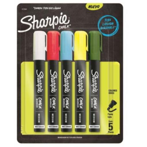 [SHARPIE_2175541] SHARPIE Marcador Sharpie Chalk para Vidrio C/5 Pzas