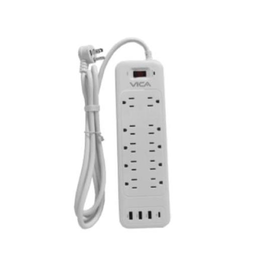 [VICA_USB 9P] Vica Supresor de Picos Vica USB 9P con 10 Tomas 3 Puertos USB y 1 Toma Tipo C
