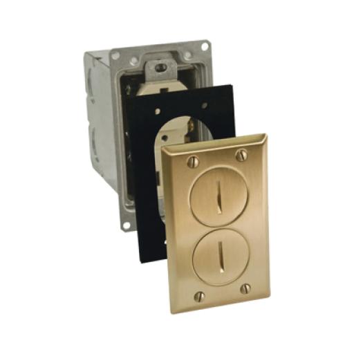 [HUBBELL_HUB-RF6500-BR] Hubbell Kit de Caja de Piso con Receptaculo de  15A 125V/ Acabado Latón.