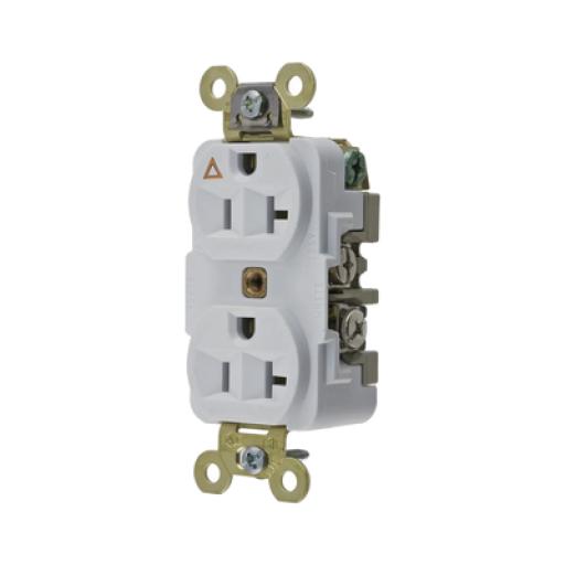 [HUBBELL_HUB-IG5362W] Hubbell Contacto Dúplex Conexión a Tierra Aislada/ 20 A 125 V/ 2 polos 3 Hilos/ Color Blanco/ Nema 5- 20R/ Grado Industrial.