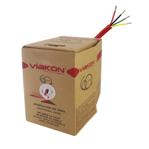 [VIAKON_9424] Viakon Bobina de alambre de 305 metros 4 x 18 AWG, tipo FPLR de color rojo, para aplicaciones en sistemas de detección de incendio y sistemas de evacuación, hecho en México.