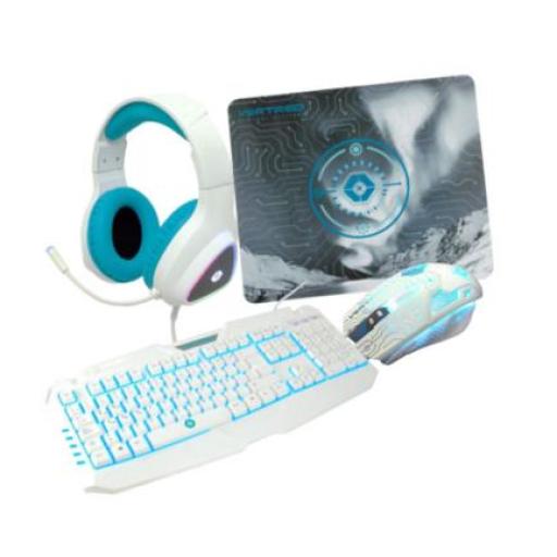 [PERFECTCHOICE_V-930457] Perfect Choice Kit Gaming Vortred Avalanche 4 en 1 Teclado/Mouse/Audífonos/MousePad Color Blanco