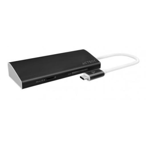 [ACTECK_AC-923071] Acteck HUB Multipuertos USB tipo C ACTECK  2 USB 3.0, HDMI, RJ45, Micro SD, SD