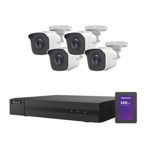 [HIKVISIONDIGITALTECHNOLOGY_HL24LQKITS-M(B)/1TB] Hikvision Digital Technology KIT TurboHD 1080p + SSD de 1 TB (1024 GB) / DVR 4 canales / 4 Cámaras Bala de Metal / Fuente de Poder / Accesorios de Instalación