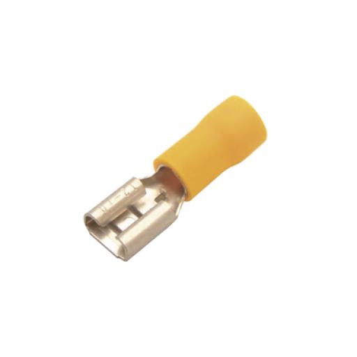 [EPCOM_AE55096] Epcom Terminal tipo hembra aislada 0.250 / 12 - 10 AWG / Amarillo / Paquete de 25 piezas.