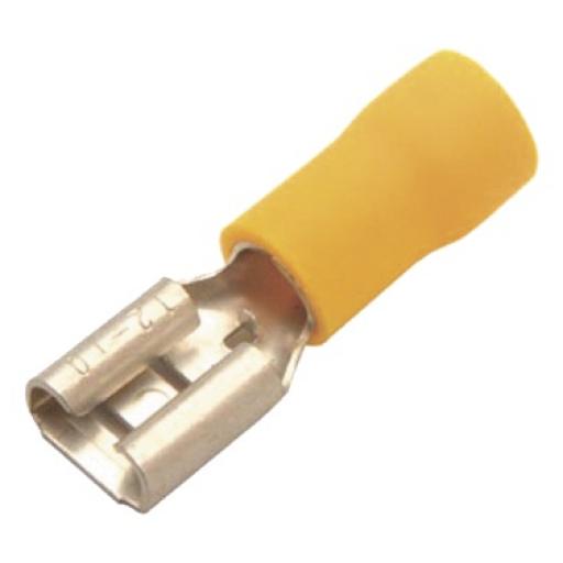 [EPCOM_AE55096] Epcom Terminal tipo hembra aislada 0.250 / 12 - 10 AWG / Amarillo / Paquete de 25 piezas.