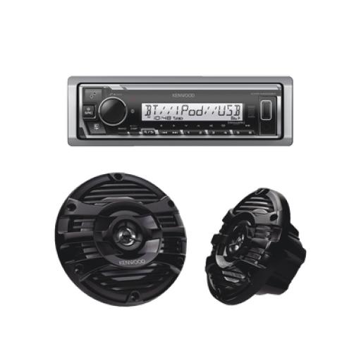 [JVCKENWOOD_KE/1653MRB] JVC  KENWOOD Kit de estéreo con Bluetooth KMR-M332BT | más Par de bocinas KFC-1653MRB