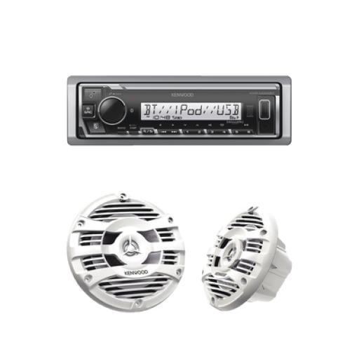 [JVCKENWOOD_KE/1653MRW] JVC  KENWOOD Kit de estéreo con Bluetooth KMR-M332BT | más Par de bocinas KFC-1653MRW