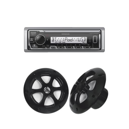 [JVCKENWOOD_KE/1613MRB] JVC  KENWOOD Kit de estéreo con Bluetooth KMR-M332BT | más Par de bocinas KFC-1613MRB