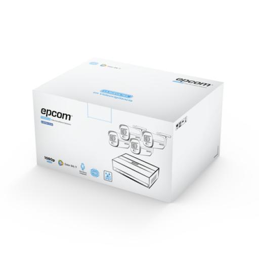 [EPCOMPROFESSIONAL_EKIT04CV/A] EPCOM PROFESSIONAL Kit TurboHD 1080p / DVR 4 Canales con Unidad de Almacenamiento eSSD de 300GB / 4 Cámaras Bala ColorVu con Micrófono Integrado / Fuente de Poder / Accesorios de Instalación