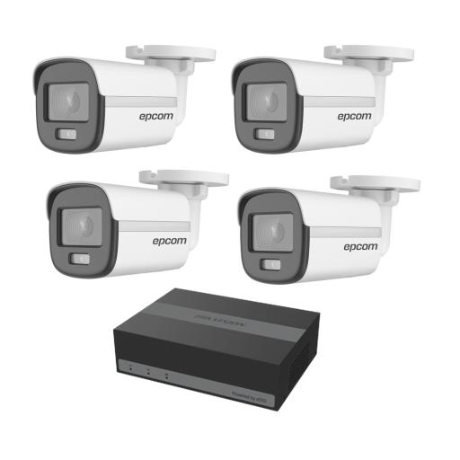 [EPCOMPROFESSIONAL_EKIT04CV/A] EPCOM PROFESSIONAL Kit TurboHD 1080p / DVR 4 Canales con Unidad de Almacenamiento eSSD de 300GB / 4 Cámaras Bala ColorVu con Micrófono Integrado / Fuente de Poder / Accesorios de Instalación