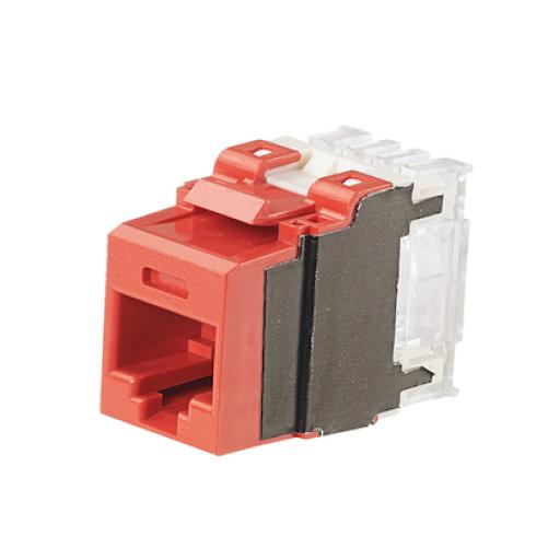 [PANDUIT_NK6X88MRD] Panduit Conector Jack Estilo 110 (de Impacto), Tipo Keystone, Categoría 6A, de 8 posiciones y 8 cables, Color Rojo