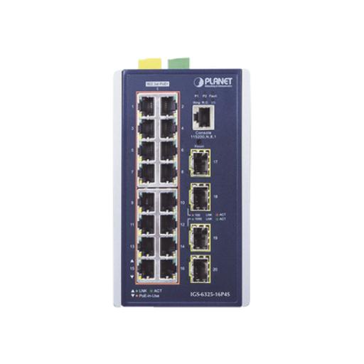 [No SKU] Planet Switch Industrial Capa 3, 16 Puertos 10/100/1000T 802.3 AT POE +, 4 Puertos 1G / 2.5G SFP