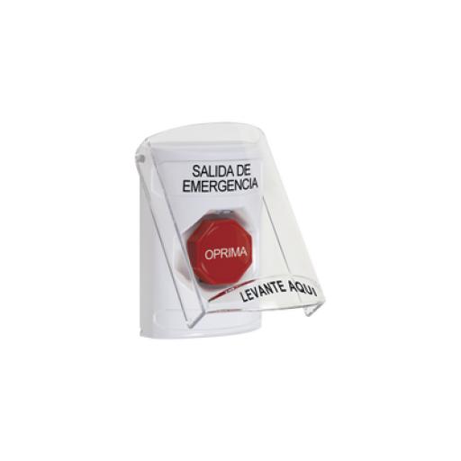 [No SKU] STI Botón Multipropósito, Texto Salida De Emergencia, Llave para Restablecer, Bocina Integrada De Alarma, Tapa De Policarbonato, 2 Relevadores forma C, Interior