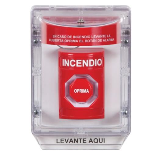 [STI_STI-1100-ES] STI Cubierta Protectora de Policarbonato Serie Stopper II® , Con Bocina, Sin Espaciador, Montaje Empotrado, Etiqueta en Español 