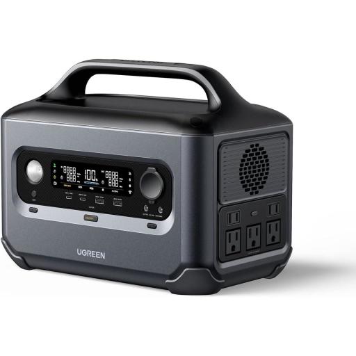 [UGREEN_90997] Ugreen Estación de Energía Portátil 600W (680Wh) / 5 AC 600 W / 2 USB-C 100W / 2 USB-A 22.5 W / 1 Toma de Encendedor / 2 Salidas CC5521 / Compatibilidad: BMS/UPS/WIFI/Bluetooth/APP / 10 Años de Vida Útil.