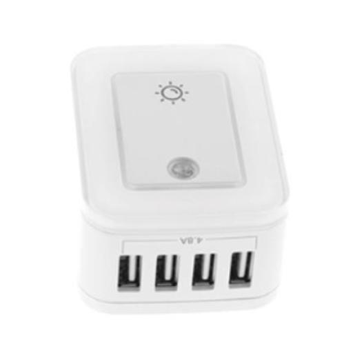 [FORZAPOWERTECHNOLOGIES_FWT-4012USB] Forza Power Technologies Cargador de Pared Forza 110V/220V 24W NEMA 5-15P 4 Puertos USB Color Blanco