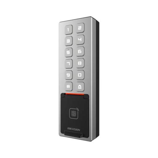 [HIKVISIONDIGITALTECHNOLOGY_DS-K1T805MBFWX] Hikvision Digital Technology Teclado Exterior WiFi Antivandálico IP65 & IK08 / Administrable en la Nube / Alta y Baja de Passwords Remotamente con Horarios / Acceso por PIN, Tarjeta MIFARE, Huella y Tarjeta Virtual Bluetooth