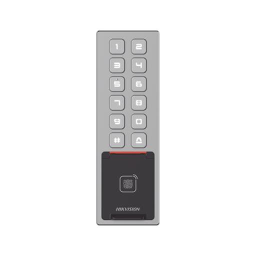 [HIKVISIONDIGITALTECHNOLOGY_DS-K1T805MBFWX] Hikvision Digital Technology Teclado Exterior WiFi Antivandálico IP65 & IK08 / Administrable en la Nube / Alta y Baja de Passwords Remotamente con Horarios / Acceso por PIN, Tarjeta MIFARE, Huella y Tarjeta Virtual Bluetooth