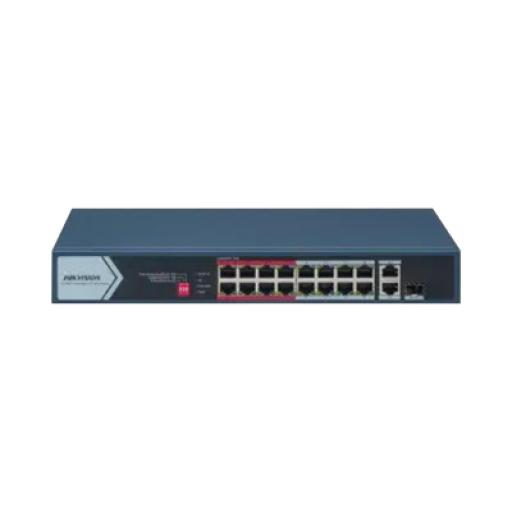 [HIKVISIONDIGITALTECHNOLOGY_DS-3E0318P-E/M(C)] Hikvision Digital Technology Switch PoE+ / No Administrable / 16 Puertos 10/100 Mbps PoE+ / 2 Puerto 10/100/1000 Mbps + 1 Puerto SFP Uplink / PoE hasta 300 metros / 130 W